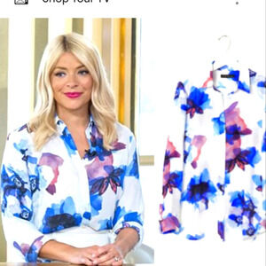 BANANA REPUBLIC Dillon-Fit Watercolor Floral long sleeve Shirt Blouse size XS